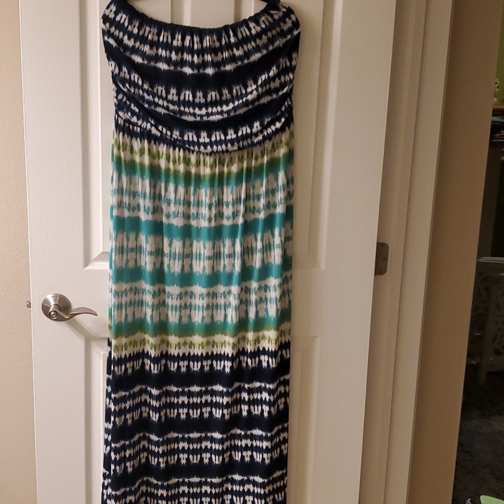 Strapless sundress.